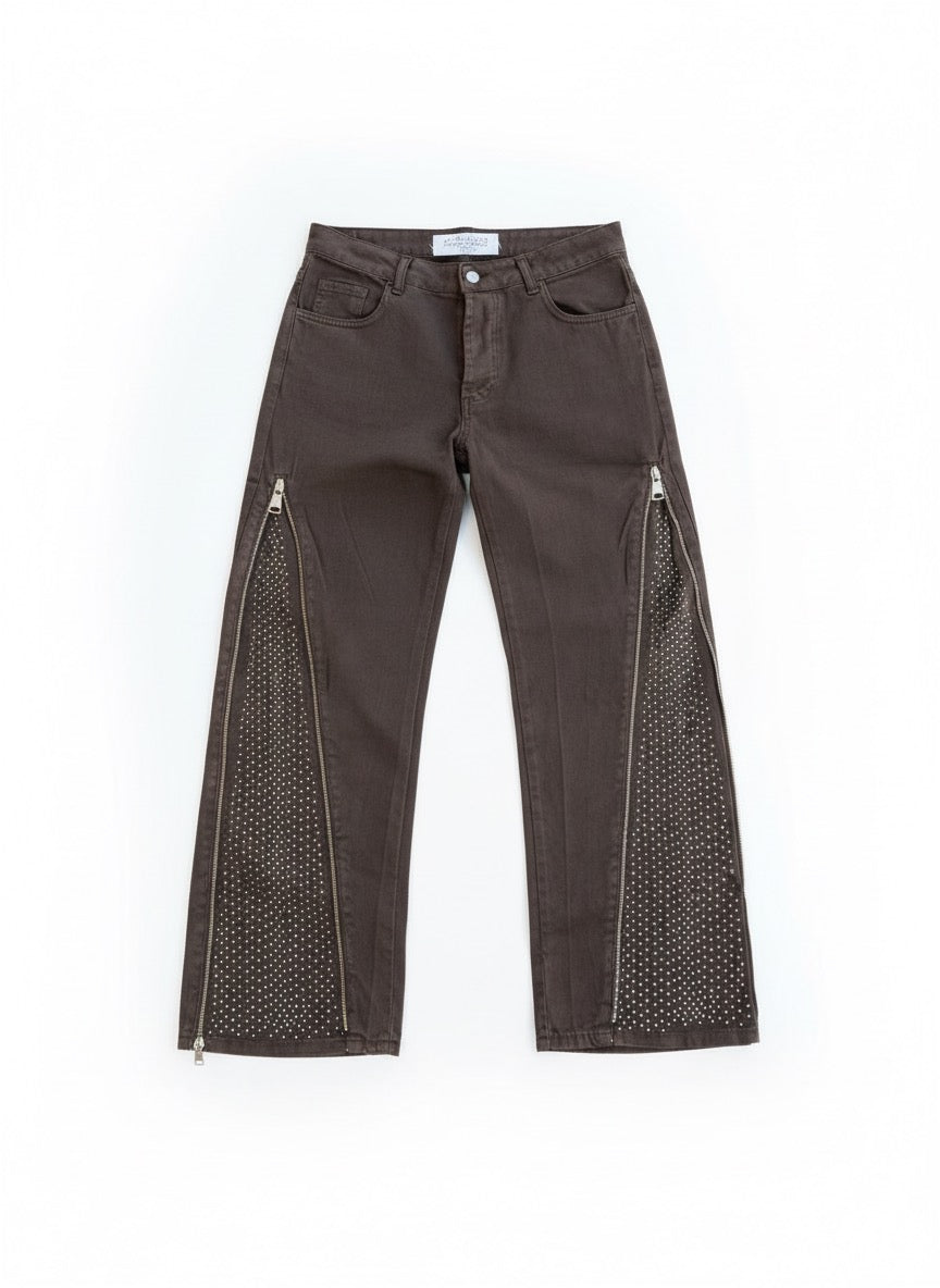 Flared Diamond Zip Brown