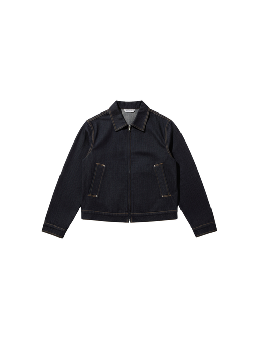 CROWN BOMBER RAW DENIM JACKET