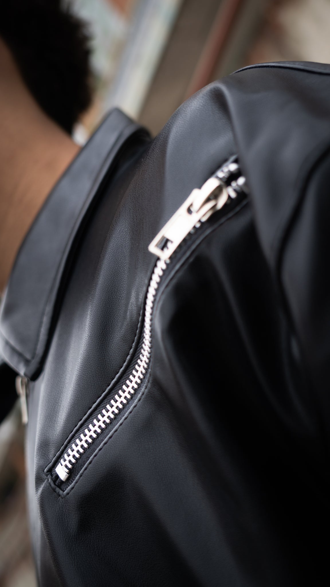 Rhude Leather Zip Jacket Black