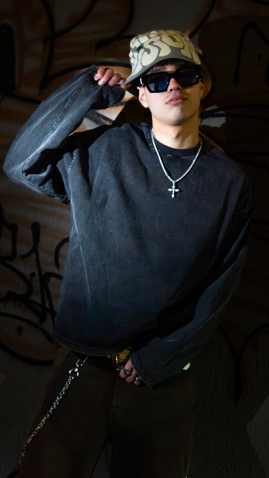 Longsleeve Washed Black Boxy