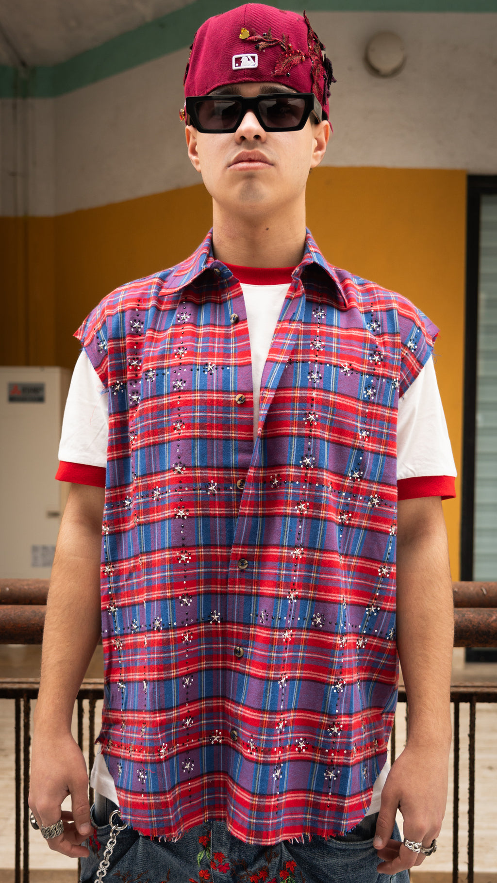 Crystal Vest Shirt Red/Blue