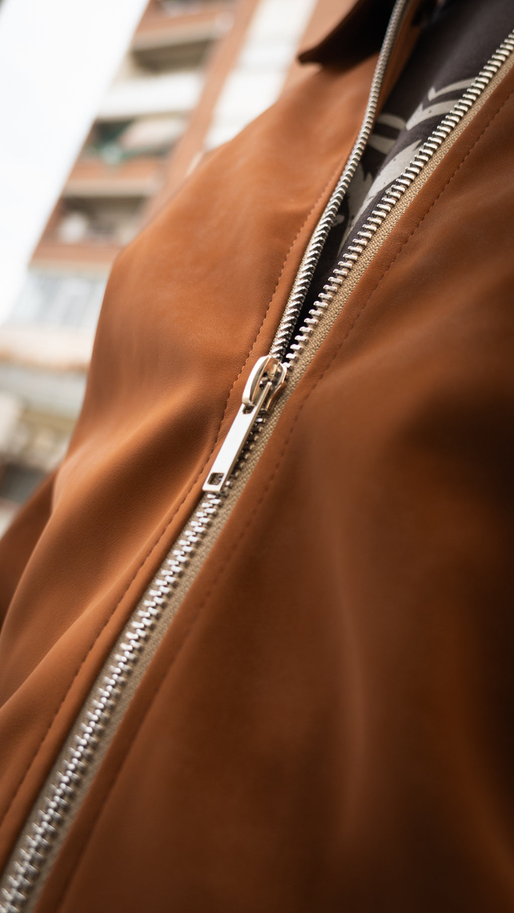Suede Work Zipped Jacket Brown
