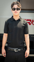 POLO CON SCOLLO APERTO BLACK