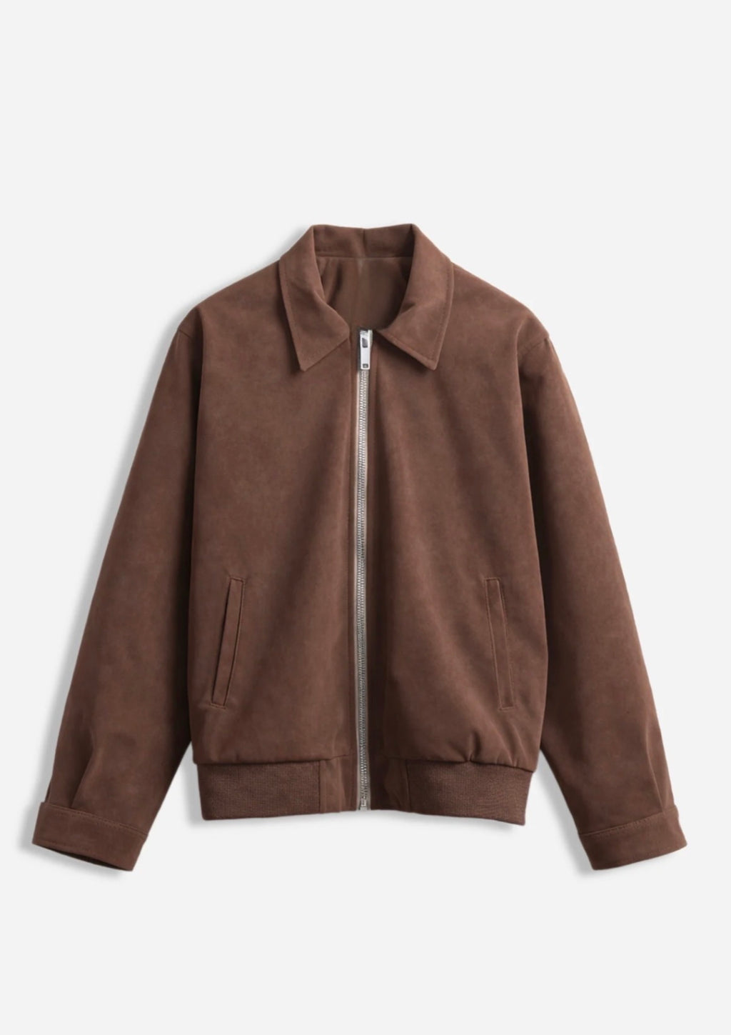 Suede Work Zipped Jacket Brown