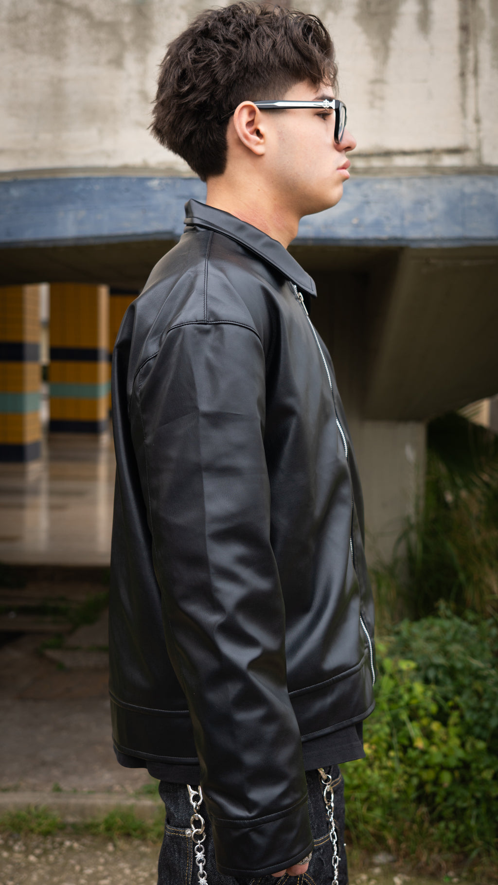Rhude Leather Zip Jacket Black