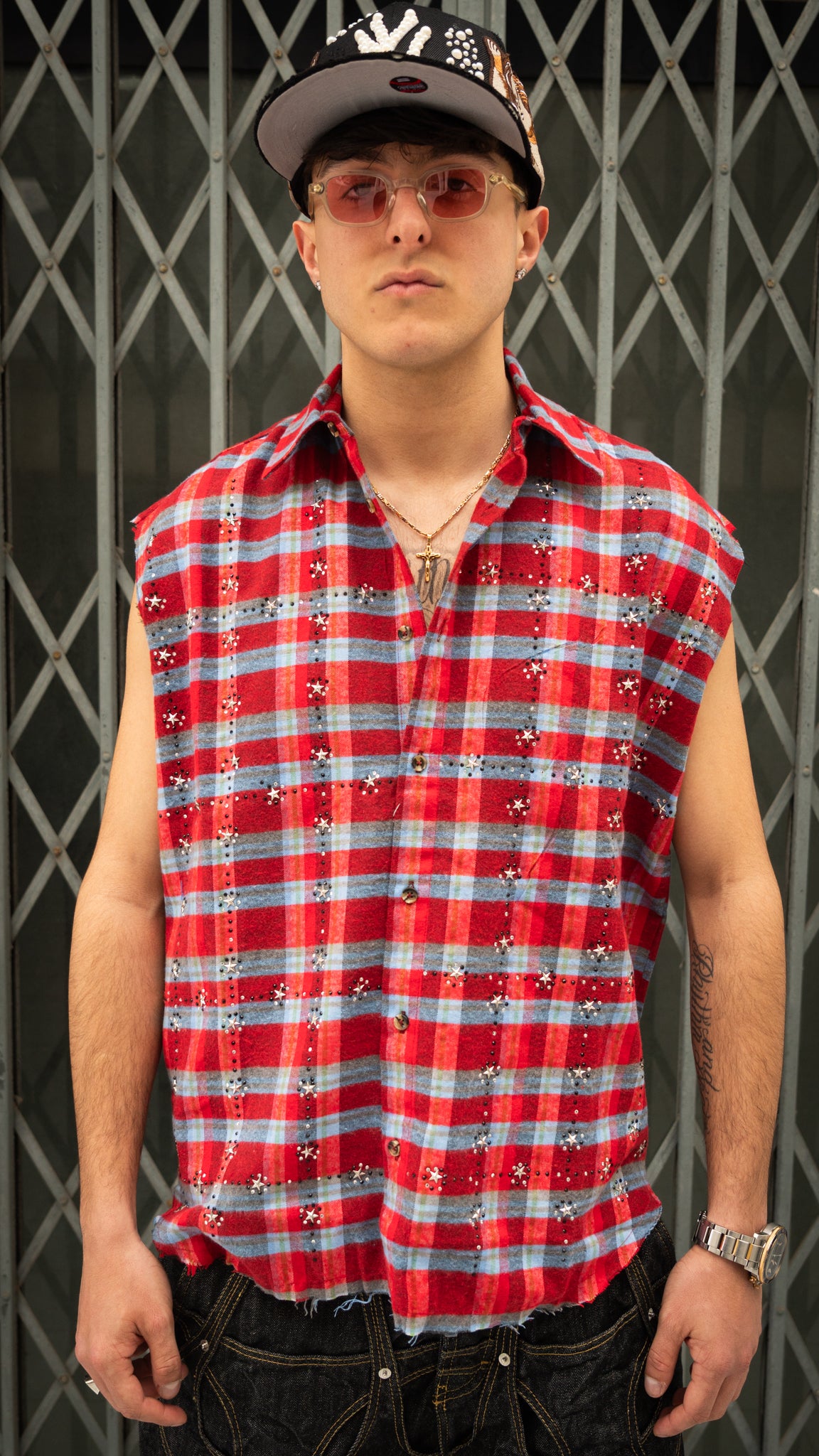 Crystal Vest Shirt Sky/Red