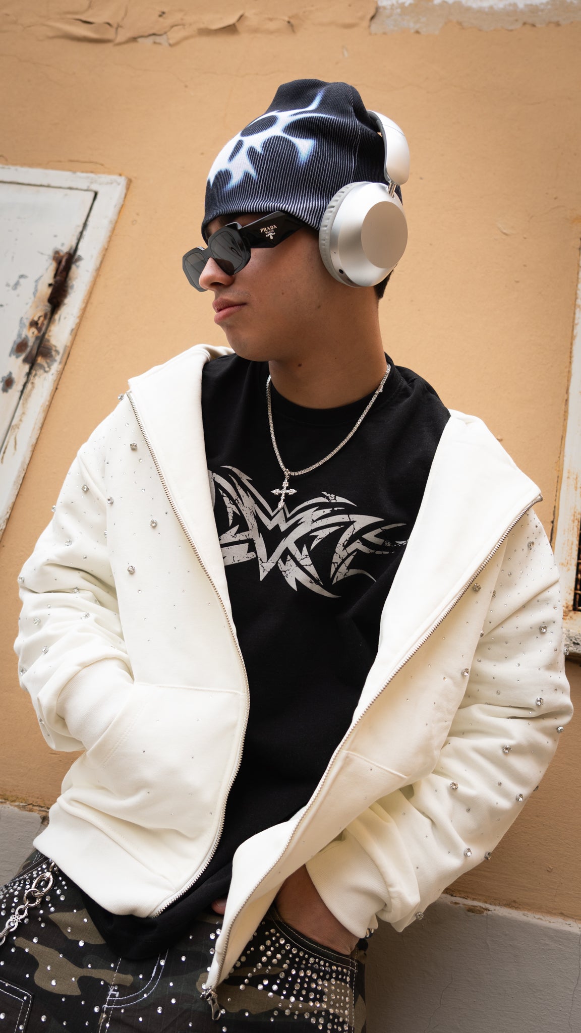 Diamond Hoodie Zip White