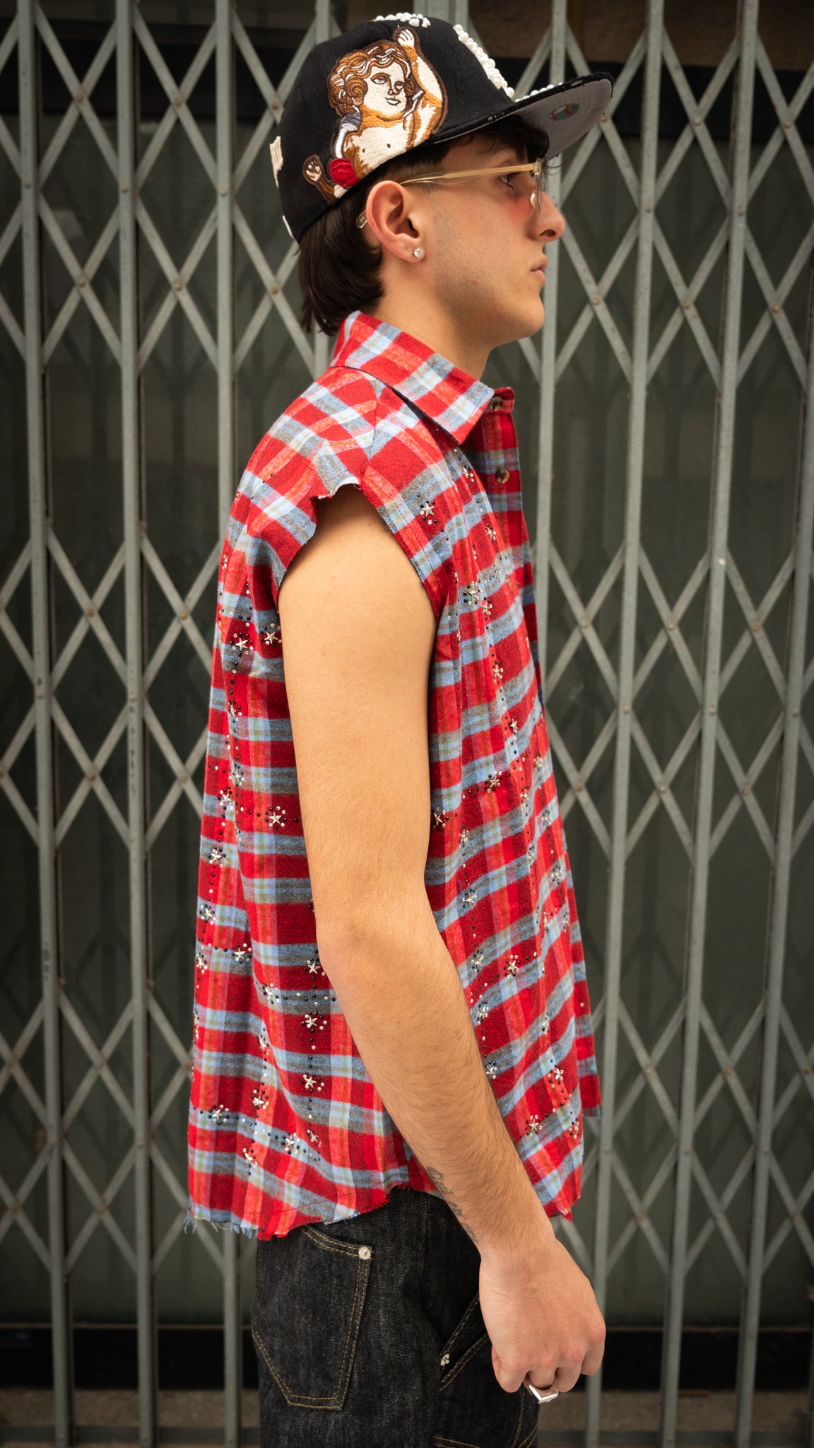 Crystal Vest Shirt Sky/Red