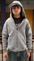 Diamond Hoodie Zip Grey