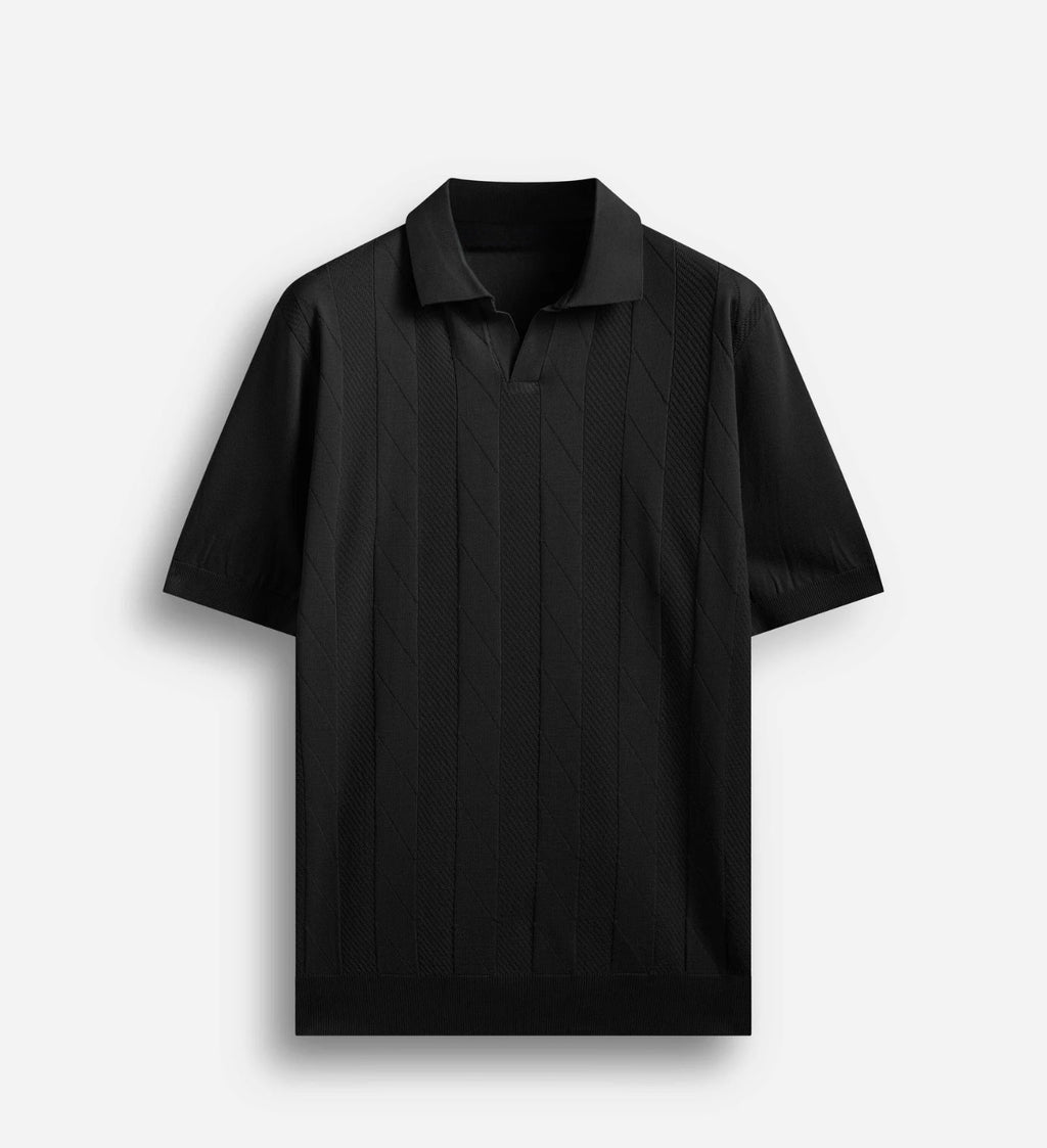 POLO CON SCOLLO APERTO BLACK