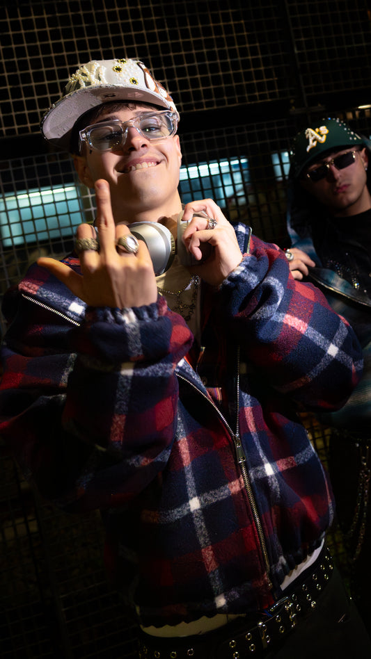 Puffy Wool Jacket Red/Blue