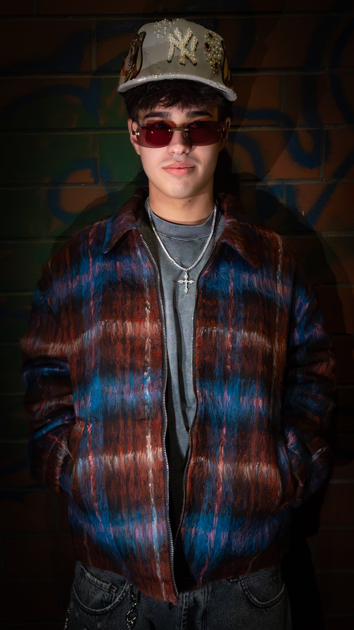 Sherpa Flanella Zip Jacket Red/Blue