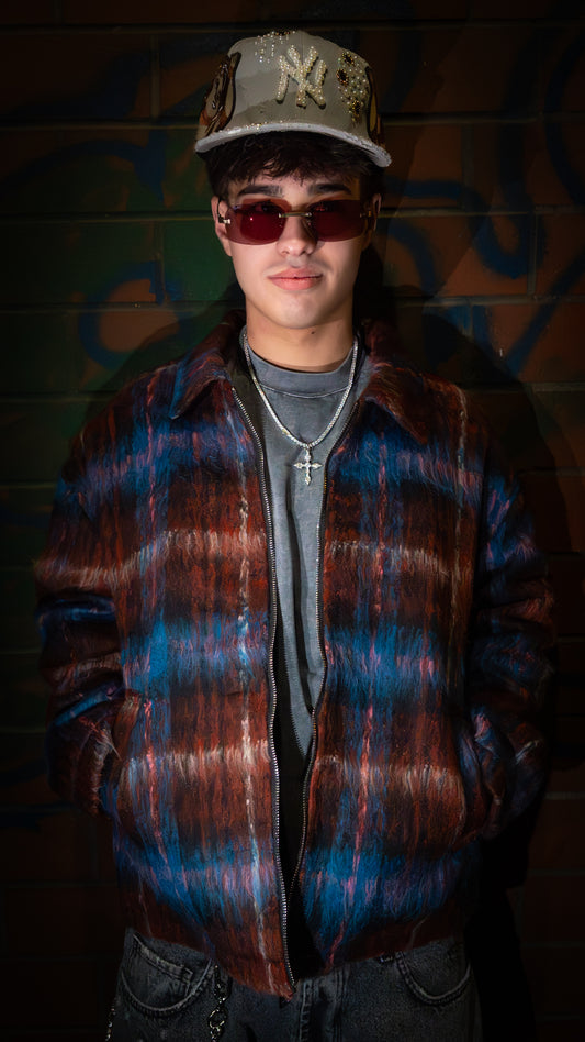 Sherpa Flanella Zip Jacket Red/Blue