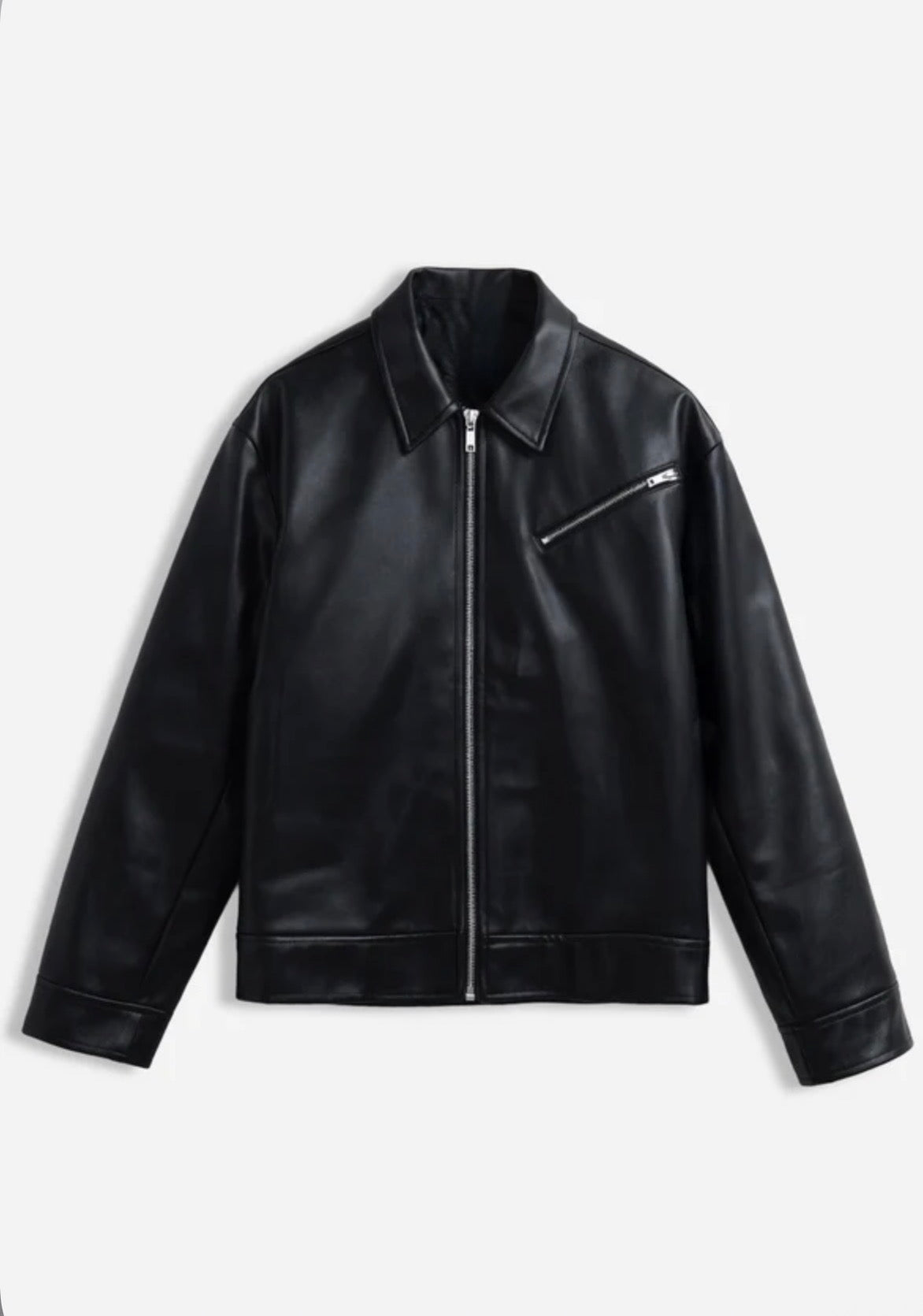 Rhude Leather Zip Jacket Black