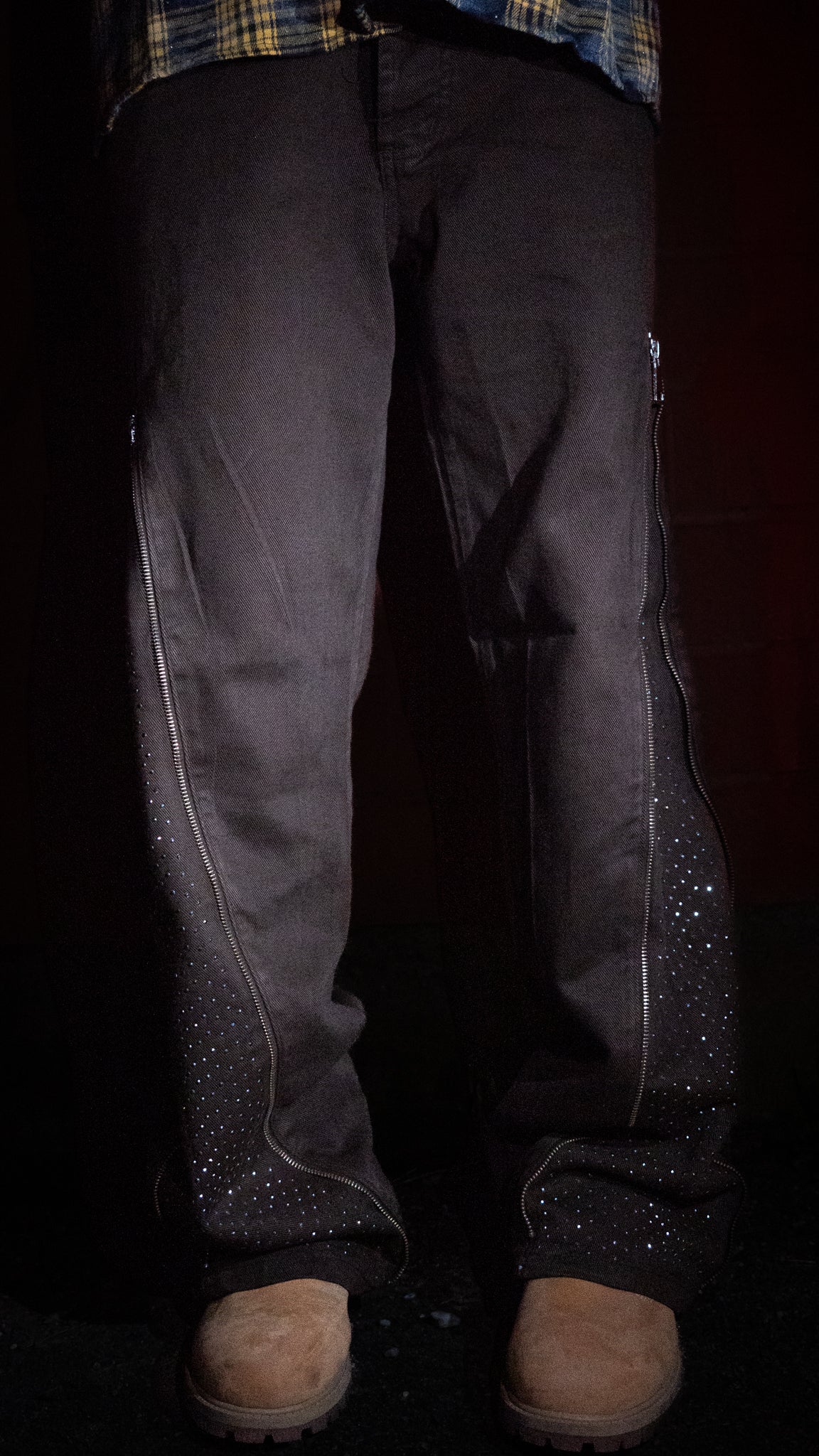 Flared Diamond Zip Brown