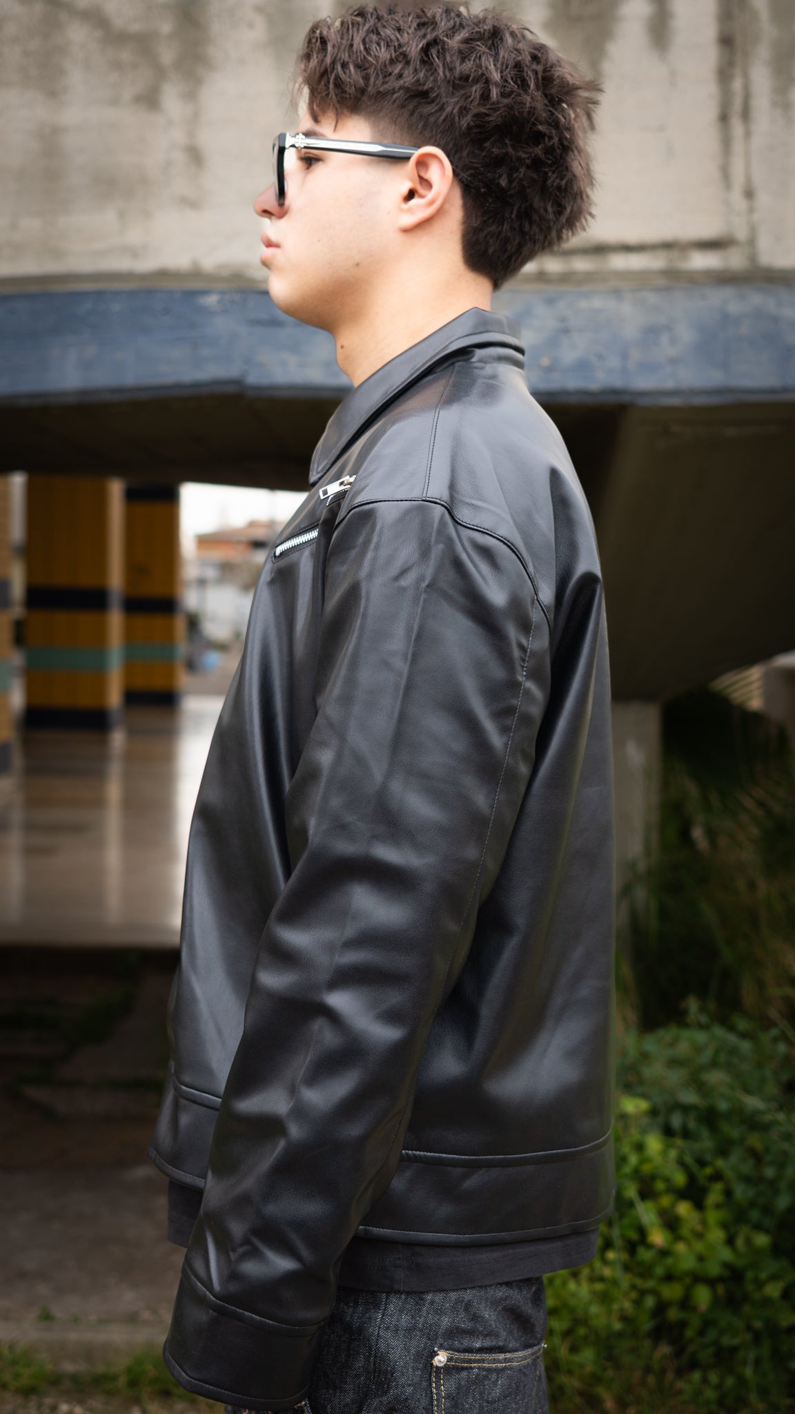 Rhude Leather Zip Jacket Black