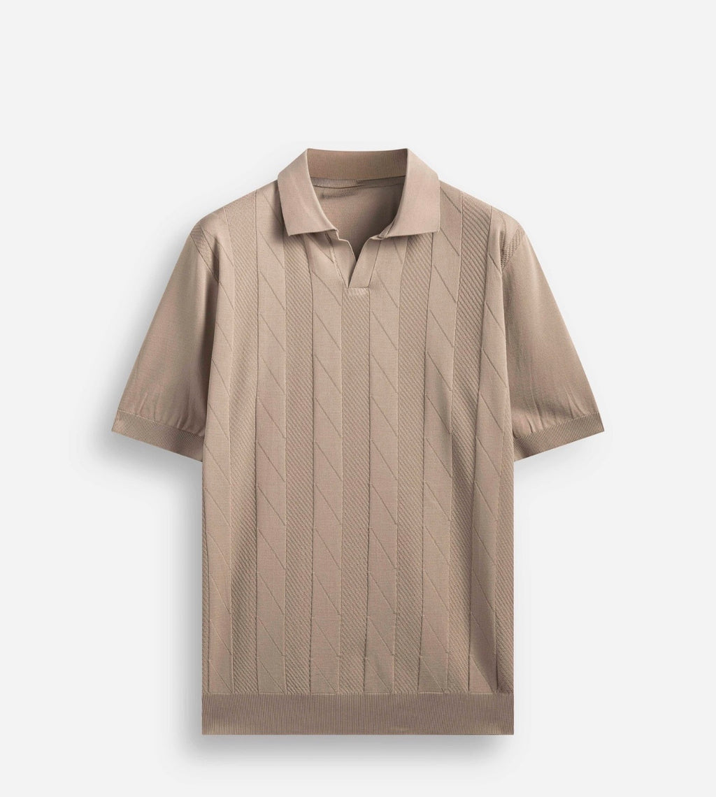 POLO CON SCOLLO APERTO BEIGE