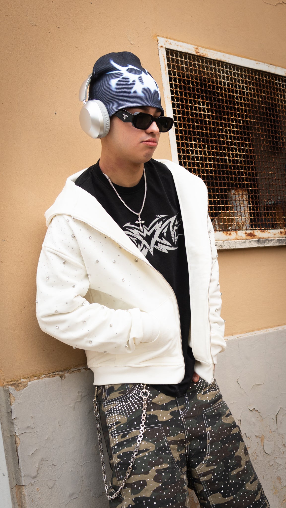 Diamond Hoodie Zip White