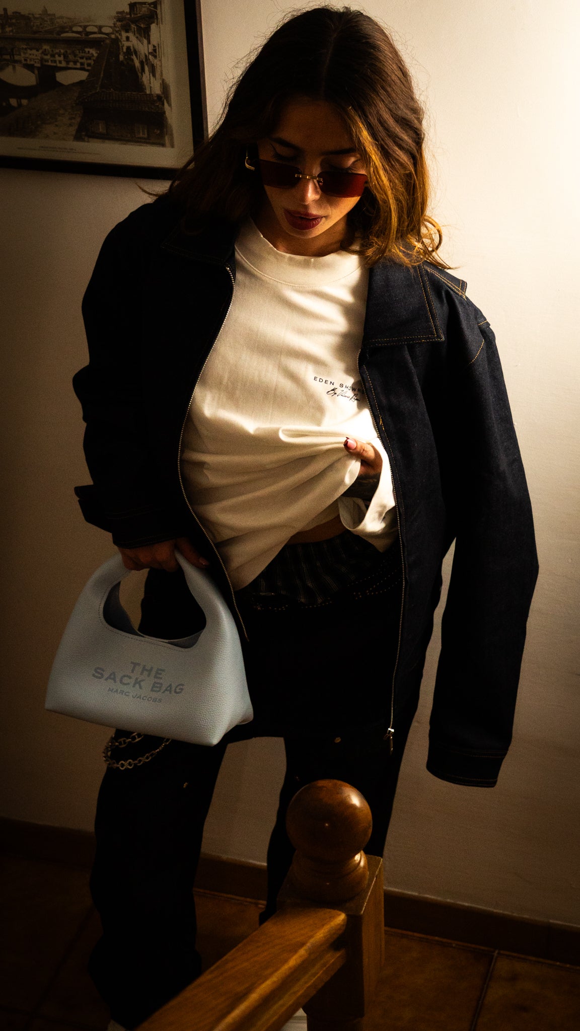 CROWN BOMBER RAW DENIM JACKET