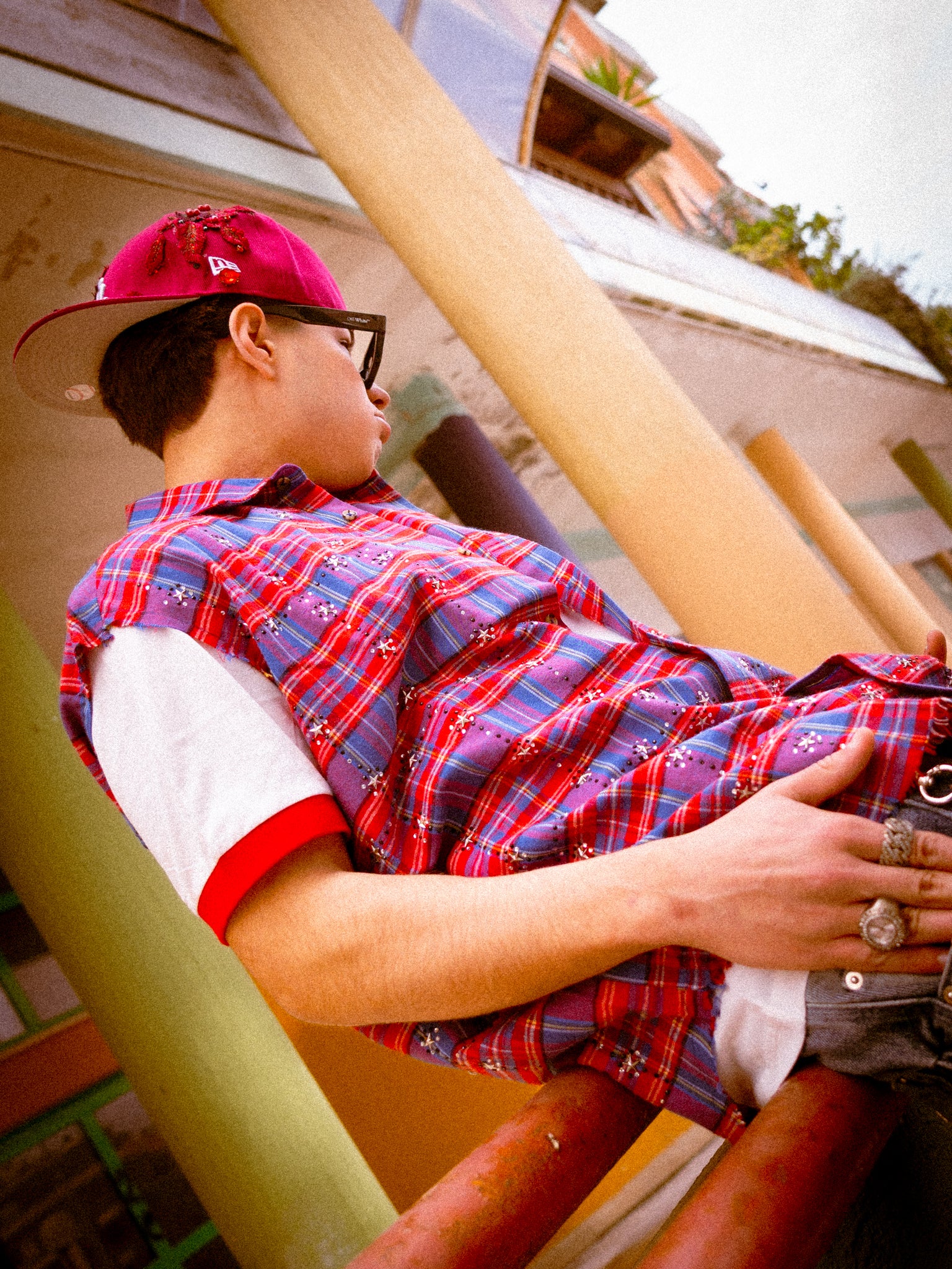 Crystal Vest Shirt Red/Blue